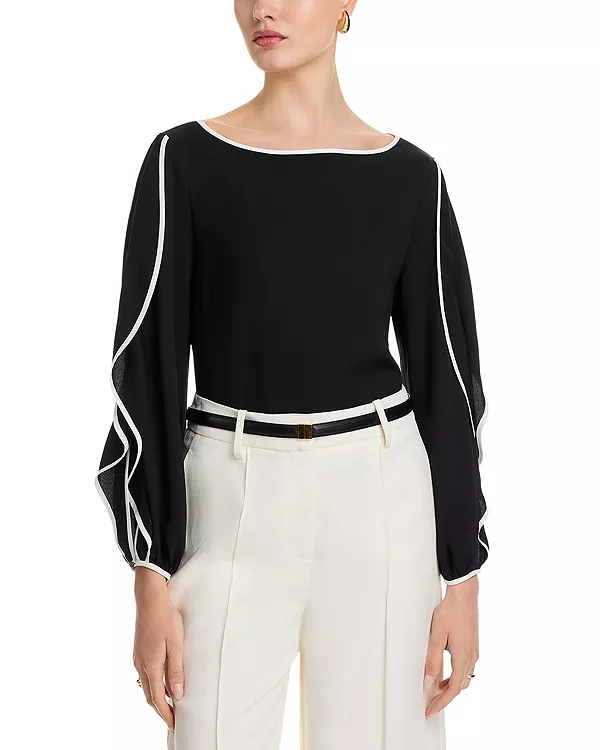 Топ с длинными рукавами-бабочками Misook, черный
Топ с длинными рукавами-бабочками Misook, черный