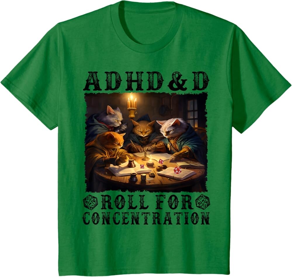 Детская футболка Funny Tees Gamer RPG Apparel Cats RPG Gamer Roll For Concentration, темно-зеленый
Детская футболка Funny Tees Gamer RPG Apparel Cats RPG Gamer Roll For Concentration, темно-зеленый