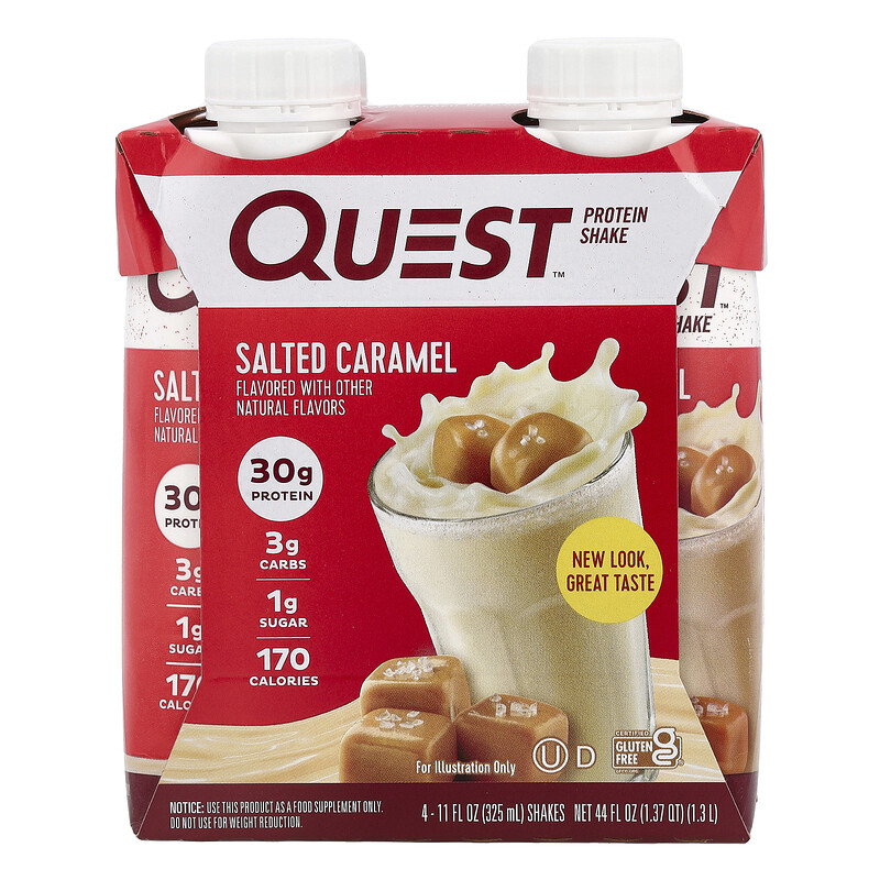 Quest Nutrition, Protein Shake, соленая карамель, 4 коктейля, 325 мл (11 жидк. унц.)
Quest Nutrition, Protein Shake, соленая карамель, 4 коктейля, 325 мл (11 жидк. унц.)