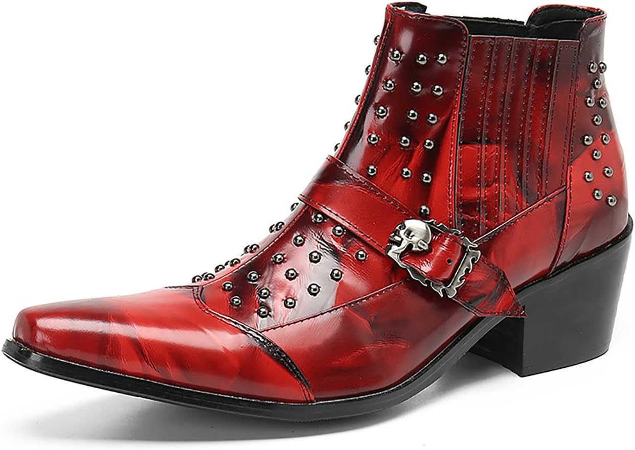 Мужские красные ботинки Santimon Chelsea до щиколотки - настоящая кожа, ковбойские западные ботинки на стойке с заклепками и пряжкой для вечеринок, диско и свадеб
Мужские красные ботинки Santimon Chelsea до щиколотки - настоящая кожа, ковбойские западные ботинки на стойке с заклепками и пряжкой для вечеринок, диско и свадеб