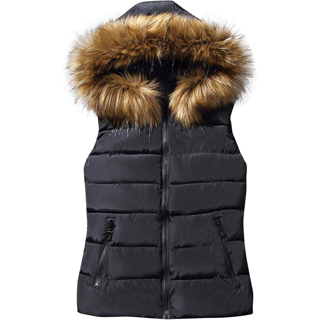 Утепленный жилет ZGZZ7 Winter Warm Puffy Collar Quilted Hooded, черный 
Утепленный жилет ZGZZ7 Winter Warm Puffy Collar Quilted Hooded, черный