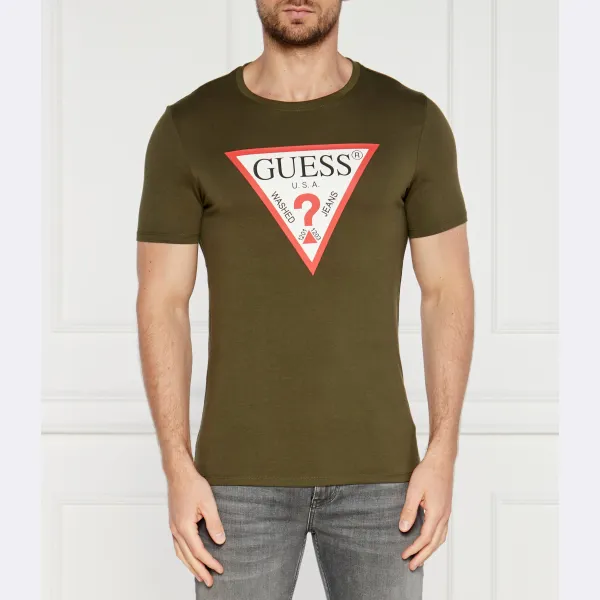 Облегающая футболка Guess, хаки 
Облегающая футболка Guess, хаки