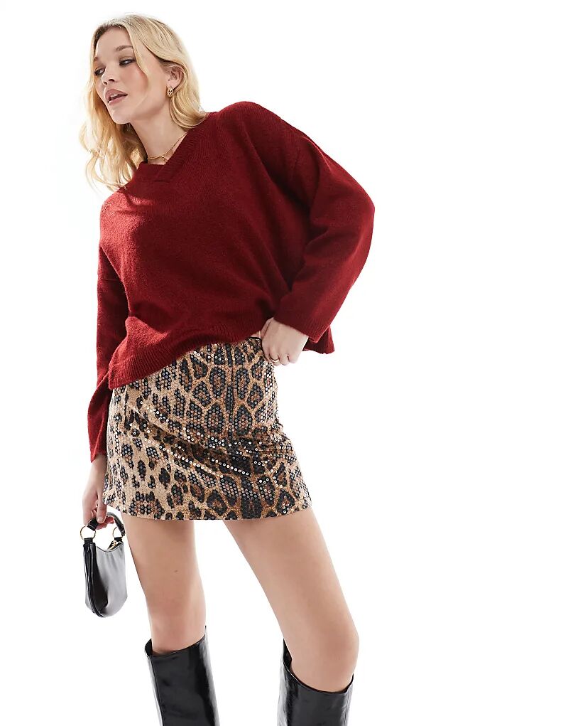 Мини-юбка с леопардовым принтом и пайетками Threadbare
Мини-юбка с леопардовым принтом и пайетками Threadbare