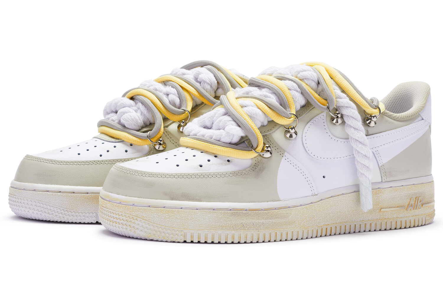 Кроссовки для скейтбординга Air Force 1 мужские с низким верхом белые/серые/коричневые Nike, Коричневый, Кроссовки для скейтбординга Air Force 1 мужские с низким верхом белые/серые/коричневые Nike