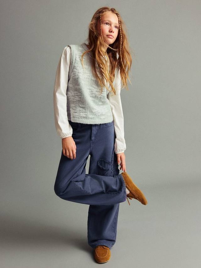 Детские хлопковые брюки-клёш с цветочной вышивкой Mango, Medium Blue
Детские хлопковые брюки-клёш с цветочной вышивкой Mango, Medium Blue