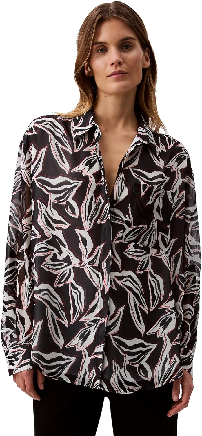 Женская классическая рубашка на пуговицах с принтом Calvin Klein, Black Print
Женская классическая рубашка на пуговицах с принтом Calvin Klein, Black Print