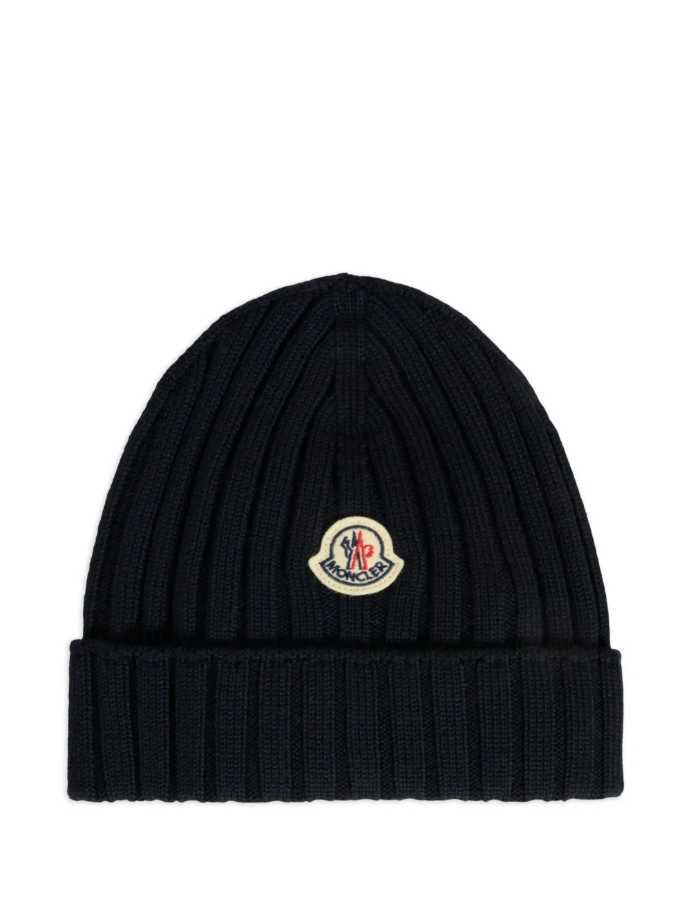 Шапка бини в рубчик с логотипом Moncler Enfant, синий 
Шапка бини в рубчик с логотипом Moncler Enfant, синий