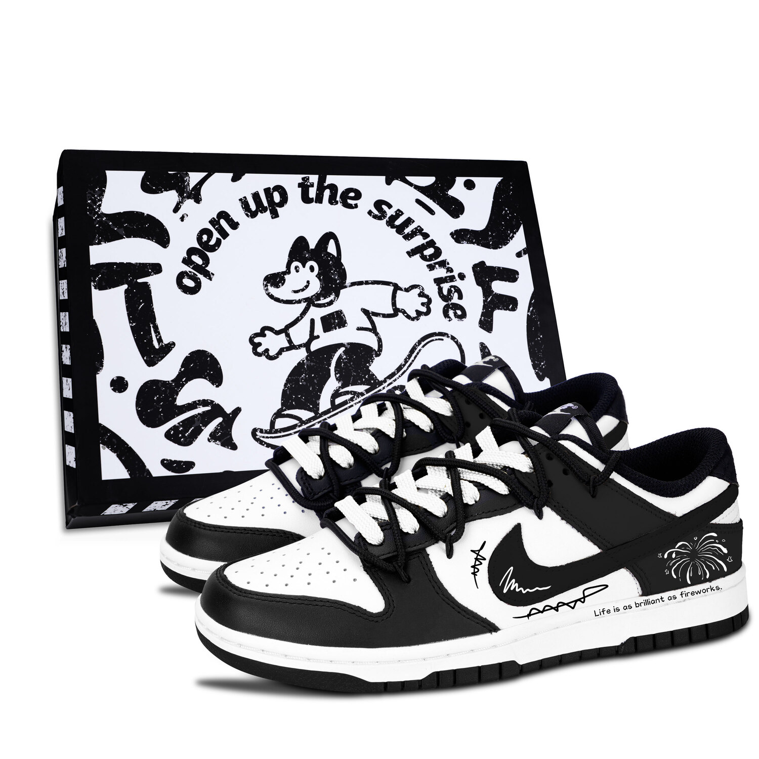 Nike Dunk Black White, Firework Radiant, нескользящая, устойчивая к истиранию, легкая, с амортизацией, низкий верх
Nike Dunk Black White, Firework Radiant, нескользящая, устойчивая к истиранию, легкая, с амортизацией, низкий верх
