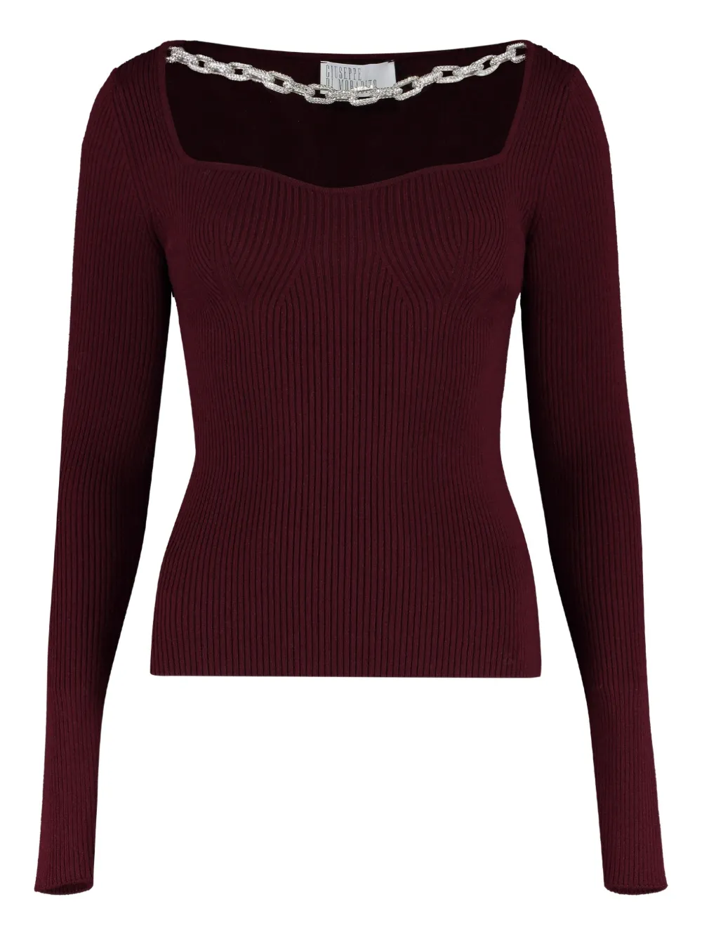 Свитер в рубчик с цепочкой Giuseppe Di Morabito, красный 
Свитер в рубчик с цепочкой Giuseppe Di Morabito, красный