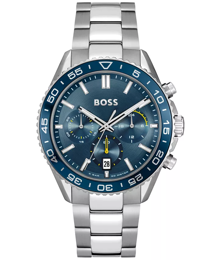 Мужские часы Runner Quartz Chrono со стальным серебристым корпусом, 44 мм Hugo Boss
Мужские часы Runner Quartz Chrono со стальным серебристым корпусом, 44 мм Hugo Boss