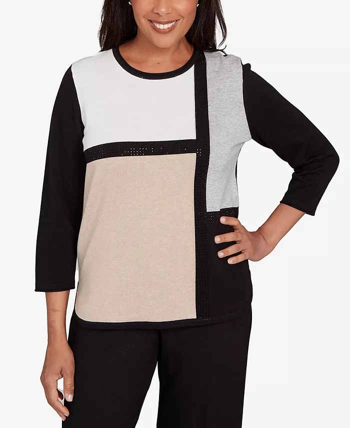 Женский классический свитер с длинным рукавом в стиле колор-блок Alfred Dunner, черный
Женский классический свитер с длинным рукавом в стиле колор-блок Alfred Dunner, черный