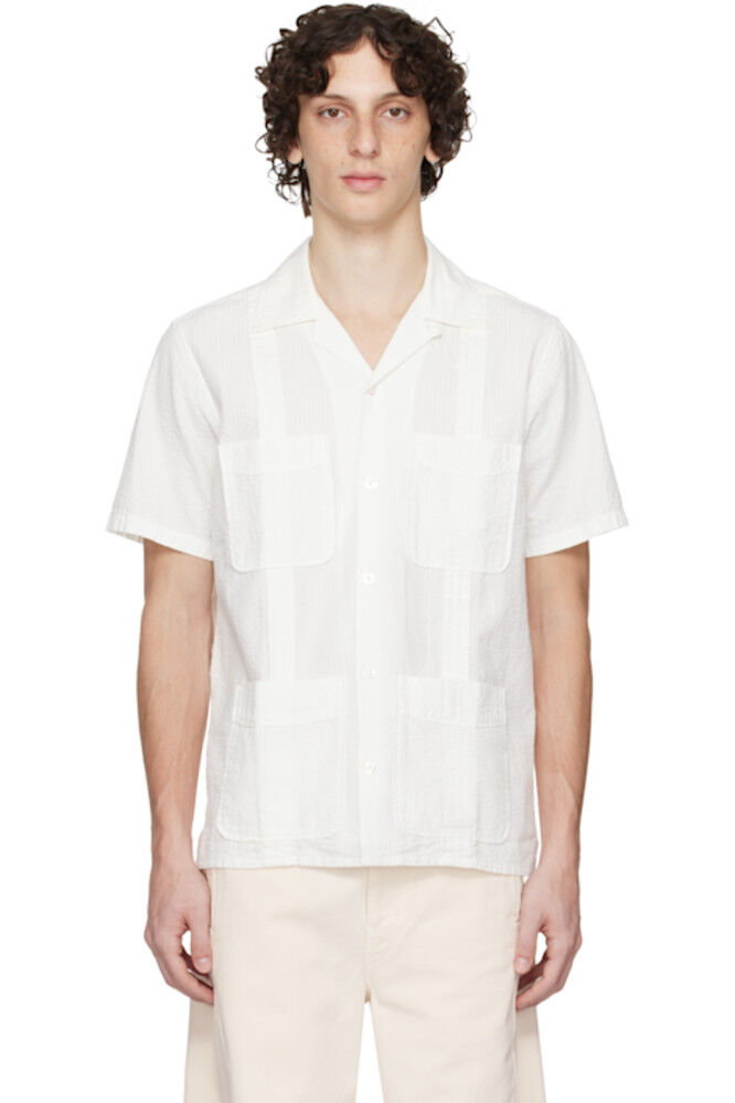 Белая рубашка из сирсакера Drake's
Белая рубашка из сирсакера Drake's