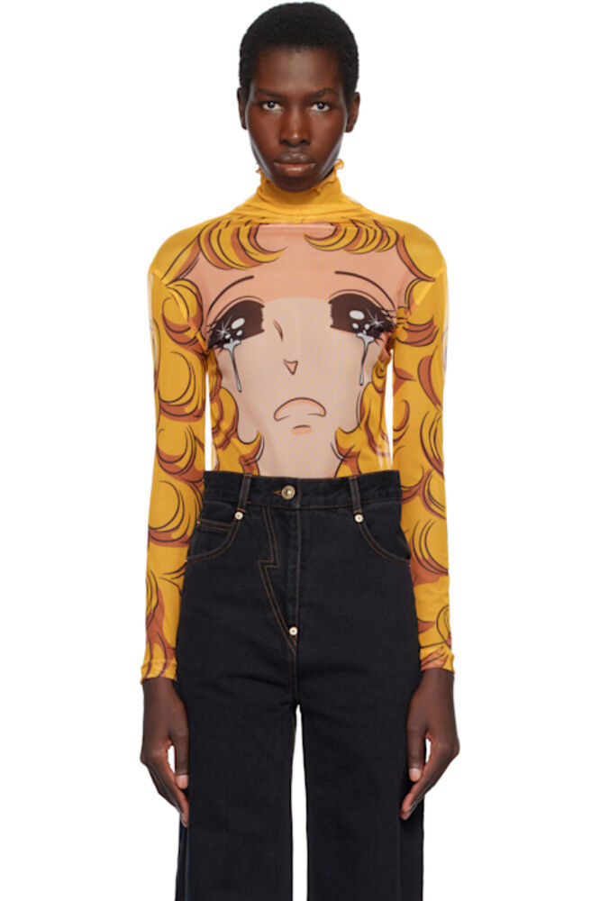 Желтая водолазка с изображением плачущей девушки Pushbutton 
Желтая водолазка с изображением плачущей девушки Pushbutton