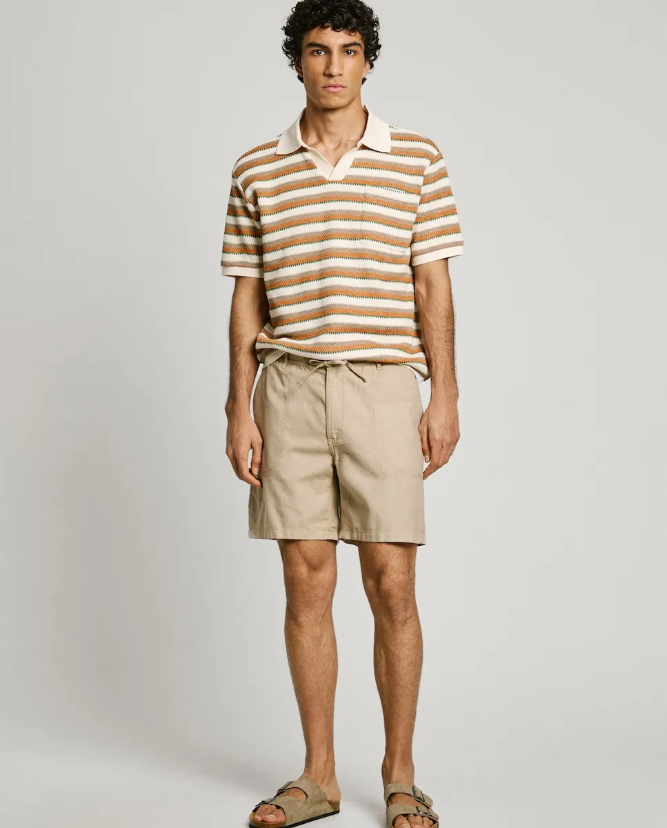 Бермуды мужские окрашенные в изделии Pepe Jeans, бежевый 
Бермуды мужские окрашенные в изделии Pepe Jeans, бежевый