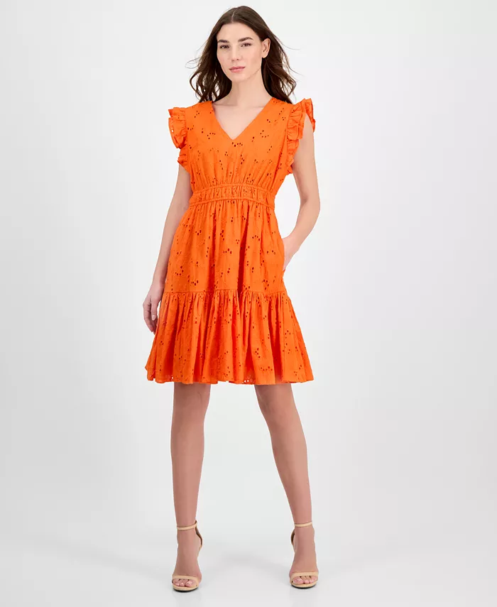 Женское хлопковое платье с кружевной отделкой и завязками на талии Anne Klein, оранжевый
Женское хлопковое платье с кружевной отделкой и завязками на талии Anne Klein, оранжевый