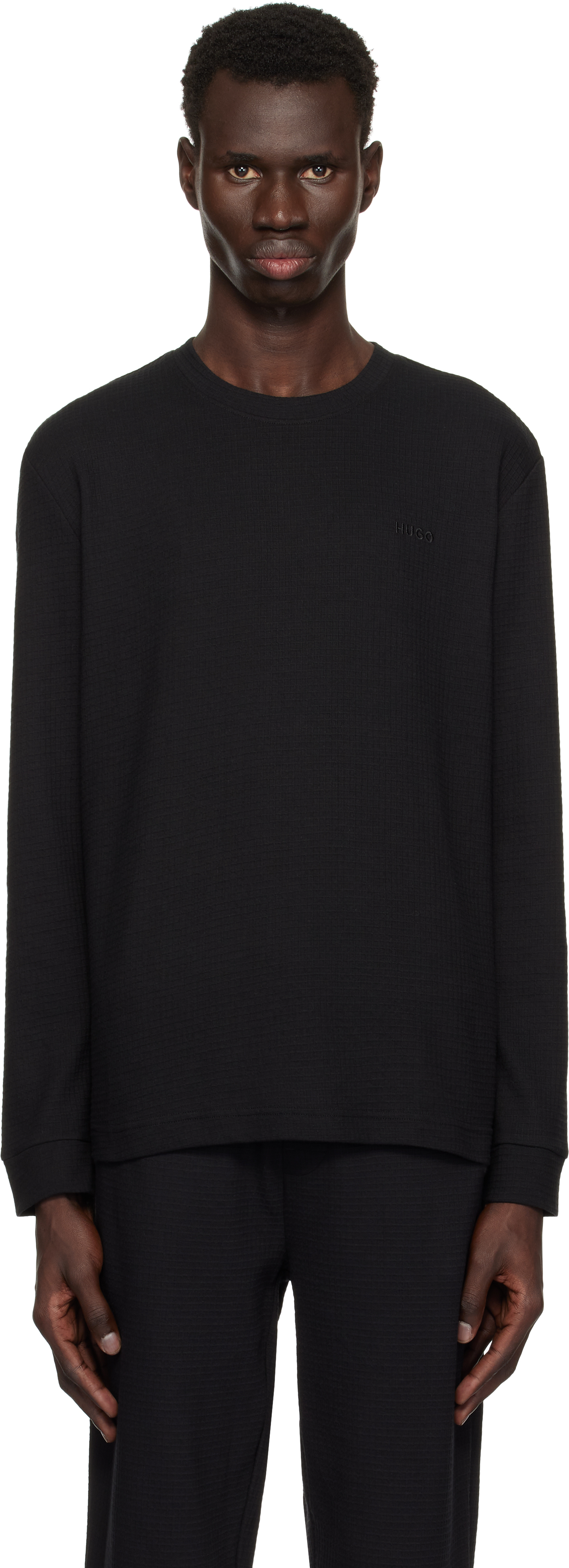 Футболка с длинным рукавом из хлопковой смеси с вышитым логотипом Hugo 
Футболка с длинным рукавом из хлопковой смеси с вышитым логотипом Hugo