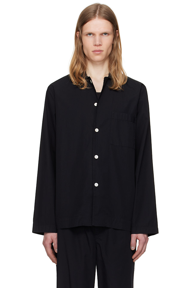 Поплиновая пижамная рубашка с длинными рукавами Tekla, черный
Поплиновая пижамная рубашка с длинными рукавами Tekla, черный