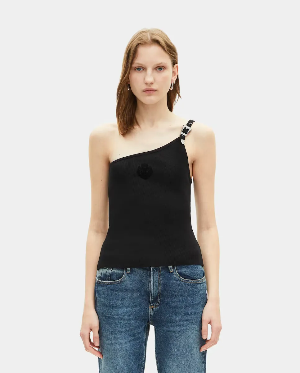 Женская футболка с асимметричными бретелями в рубчик The Kooples, черный
Женская футболка с асимметричными бретелями в рубчик The Kooples, черный