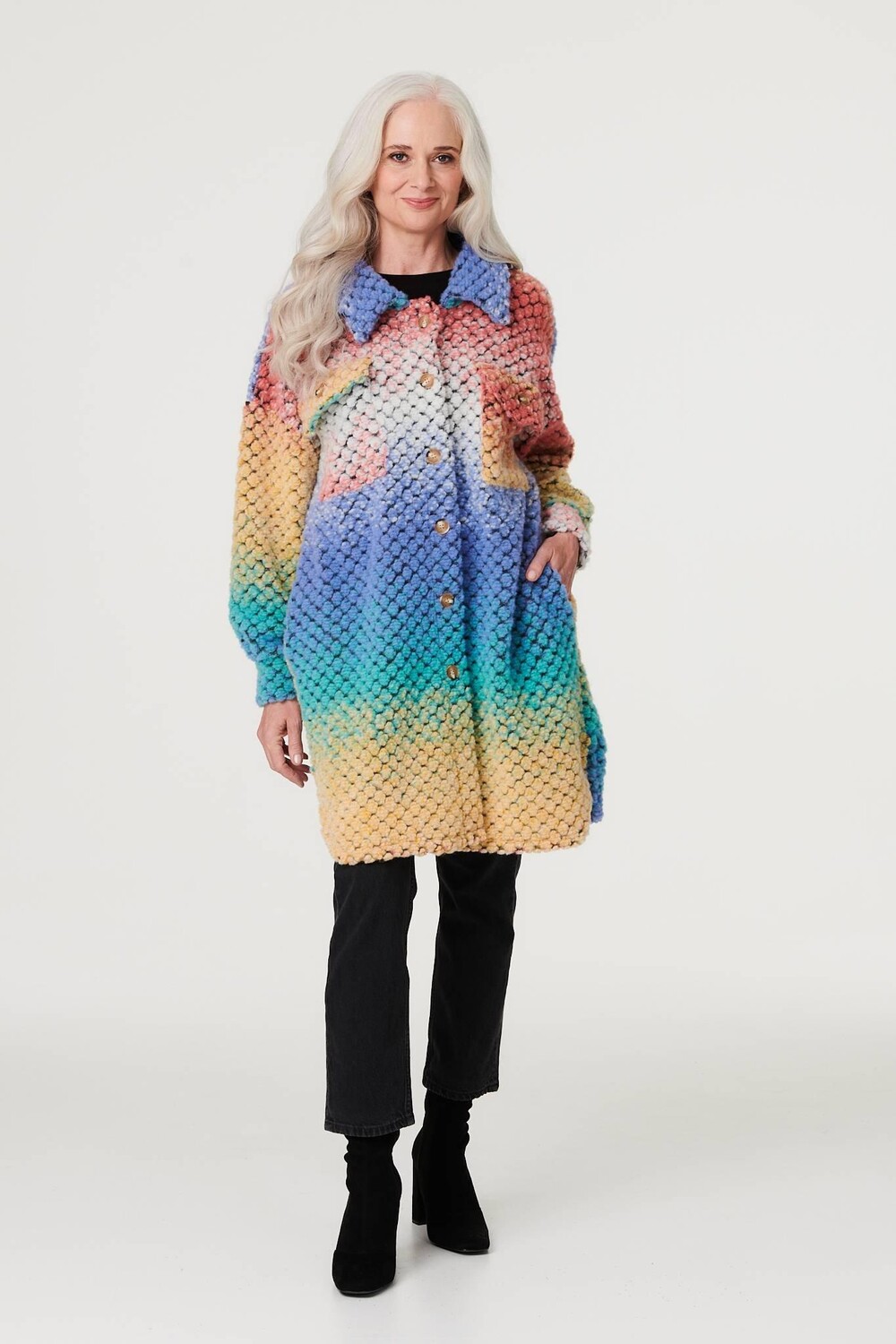 Куртка с пуговицами в стиле омбре спереди Izabel London, синий
Куртка с пуговицами в стиле омбре спереди Izabel London, синий