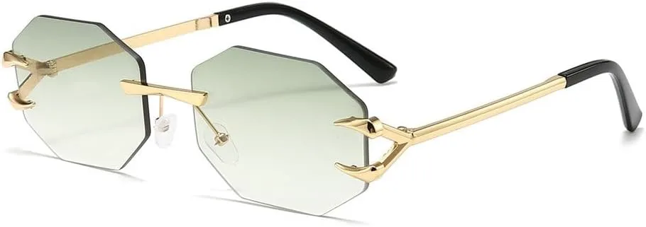 Солнцезащитные очки без оправы шестиугольной формы для женщин и мужчин, ретро-очки неправильной формы, защита от ультрафиолета UV400 для женщин HYYZZC, Green
Солнцезащитные очки без оправы шестиугольной формы для женщин и мужчин, ретро-очки неправильной формы, защита от ультрафиолета UV400 для женщин HYYZZC, Green