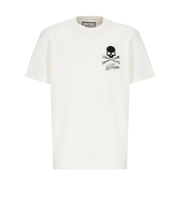 Белая хлопковая футболка, круглый вырез, короткие рукава. Philipp Plein, белый
Белая хлопковая футболка, круглый вырез, короткие рукава. Philipp Plein, белый