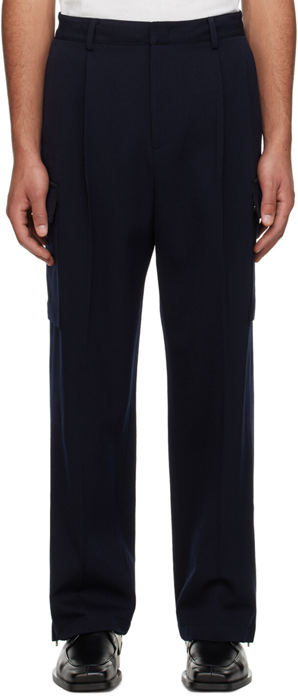 Темно-синие брюки карго со складками Juun.J
Темно-синие брюки карго со складками Juun.J