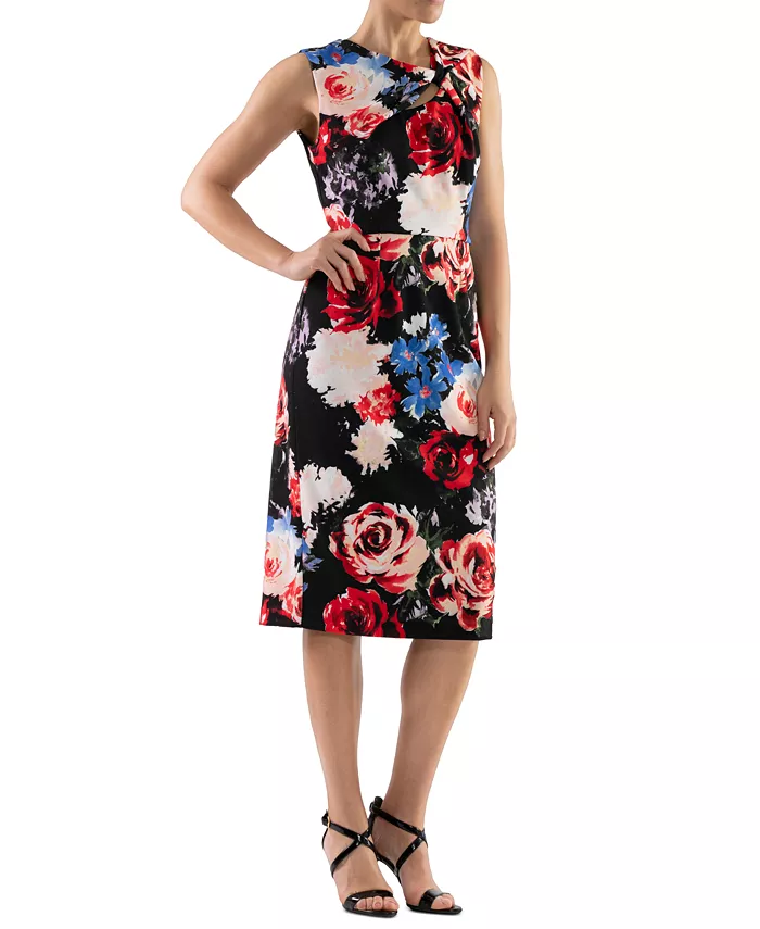 Женское платье-футляр с цветочным принтом и перекрученным спереди Donna Ricco, черный
Женское платье-футляр с цветочным принтом и перекрученным спереди Donna Ricco, черный