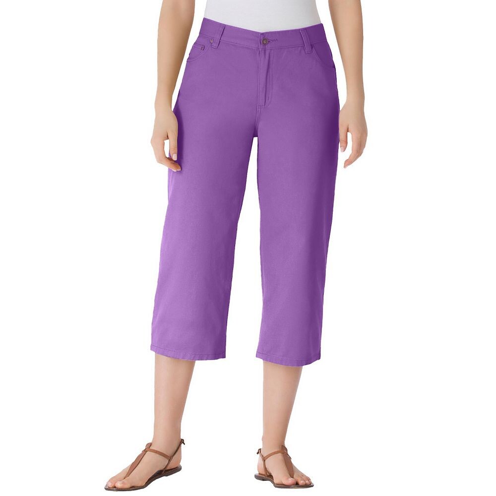 Женщина в женских идеальных капри больших размеров с 5 карманами и эластичной спинкой Woman Within, цвет Pretty Violet 
Женщина в женских идеальных капри больших размеров с 5 карманами и эластичной спинкой Woman Within, цвет Pretty Violet
