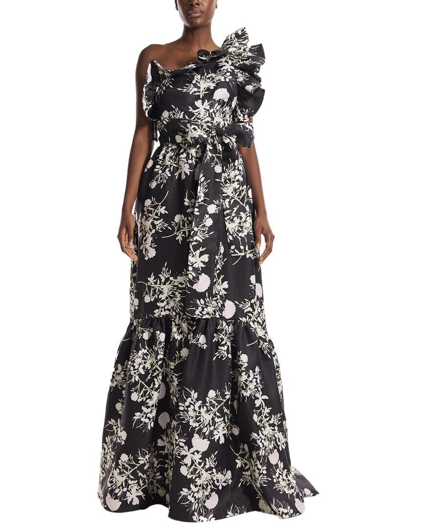 Monique Lhuillier Шелковое платье на одно плечо с рюшами, мультиколор 
Monique Lhuillier Шелковое платье на одно плечо с рюшами, мультиколор