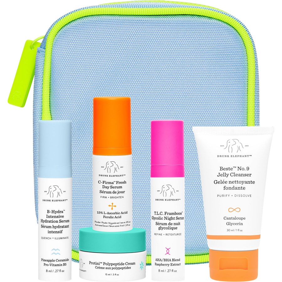 Крем для лица Drunk Elephant The Littles 7.0, C-Firma Fresh Day Serum 9 ml + B-Hydra Intensive Hydration Serum 8 ml + Protini Polypeptide Cream 15 ml + Beste No. 9 Jelly Cleanser 30 ml + T.L.C. Framboos Glycolic Night Serum 8 ml / 1 Stk.
Крем для лица Drunk Elephant The Littles 7.0, C-Firma Fresh Day Serum 9 ml + B-Hydra Intensive Hydration Serum 8 ml + Protini Polypeptide Cream 15 ml + Beste No. 9 Jelly Cleanser 30 ml + T.L.C. Framboos Glycolic Night Serum 8 ml / 1 Stk.