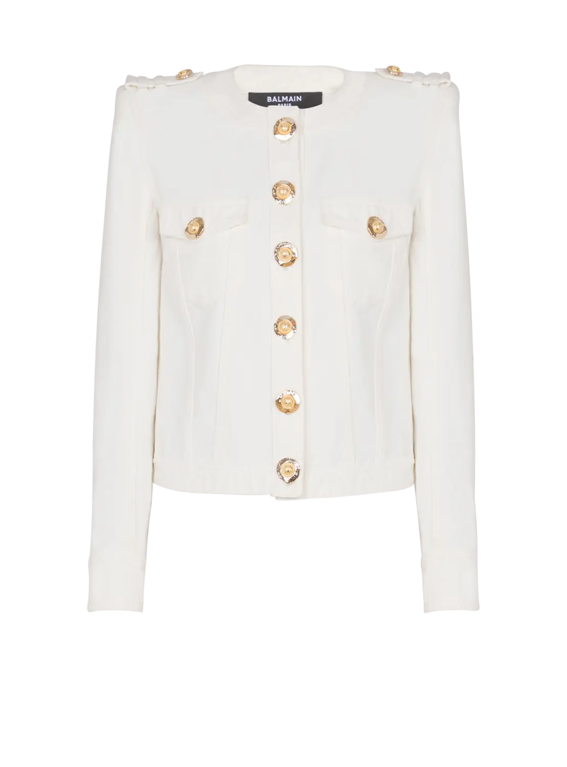 Укороченный жакет из хлопкового канваса Balmain, белый
Укороченный жакет из хлопкового канваса Balmain, белый
