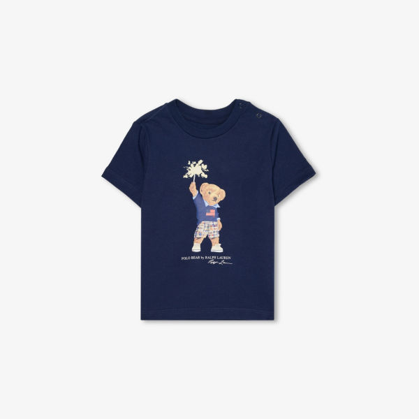 Футболка детская Polo Ralph Lauren с коротким рукавом из хлопкового джерси с принтом, синий 
Футболка детская Polo Ralph Lauren с коротким рукавом из хлопкового джерси с принтом, синий