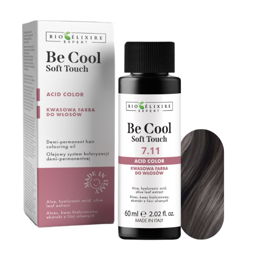 BIOELIXIRE Кислотная краска для волос Be Cool SOFT TOUCH - 7.11 Средне-интенсивный пепельный блонд - 60 мл
BIOELIXIRE Кислотная краска для волос Be Cool SOFT TOUCH - 7.11 Средне-интенсивный пепельный блонд - 60 мл