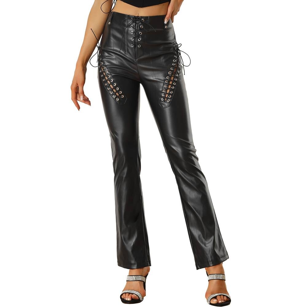 Женские брюки из искусственной кожи на шнуровке с высокой талией и вырезами на шнурке, готические брюки в стиле панк ALLEGRA K, черный
Женские брюки из искусственной кожи на шнуровке с высокой талией и вырезами на шнурке, готические брюки в стиле панк ALLEGRA K, черный