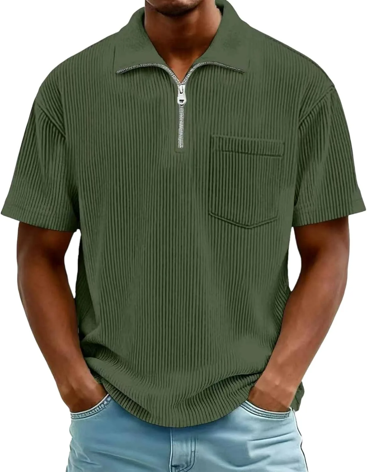 Мужская вельветовая рубашка с коротким рукавом и воротником, летний топ
Мужская вельветовая рубашка с коротким рукавом и воротником, летний топ