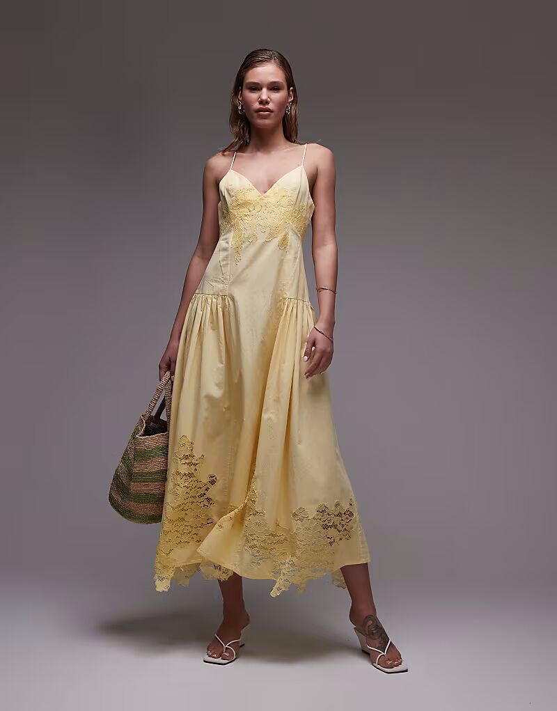 Сарафан миди из кружева-поплина Topshop лимонного цвета
Сарафан миди из кружева-поплина Topshop лимонного цвета