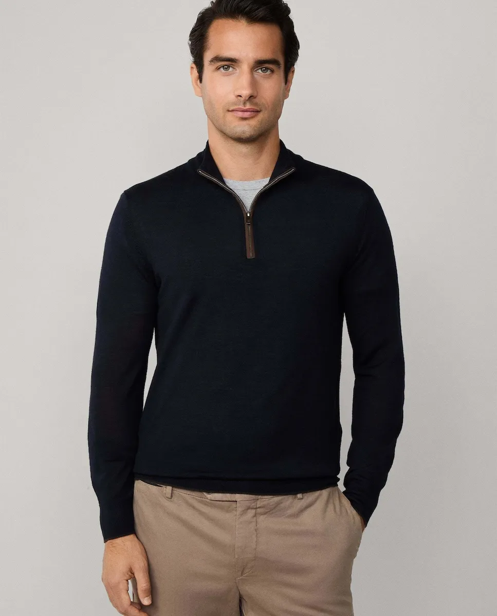 Джемпер из мериносовой шерсти и шелка с молнией Hackett, темно-синий
Джемпер из мериносовой шерсти и шелка с молнией Hackett, темно-синий