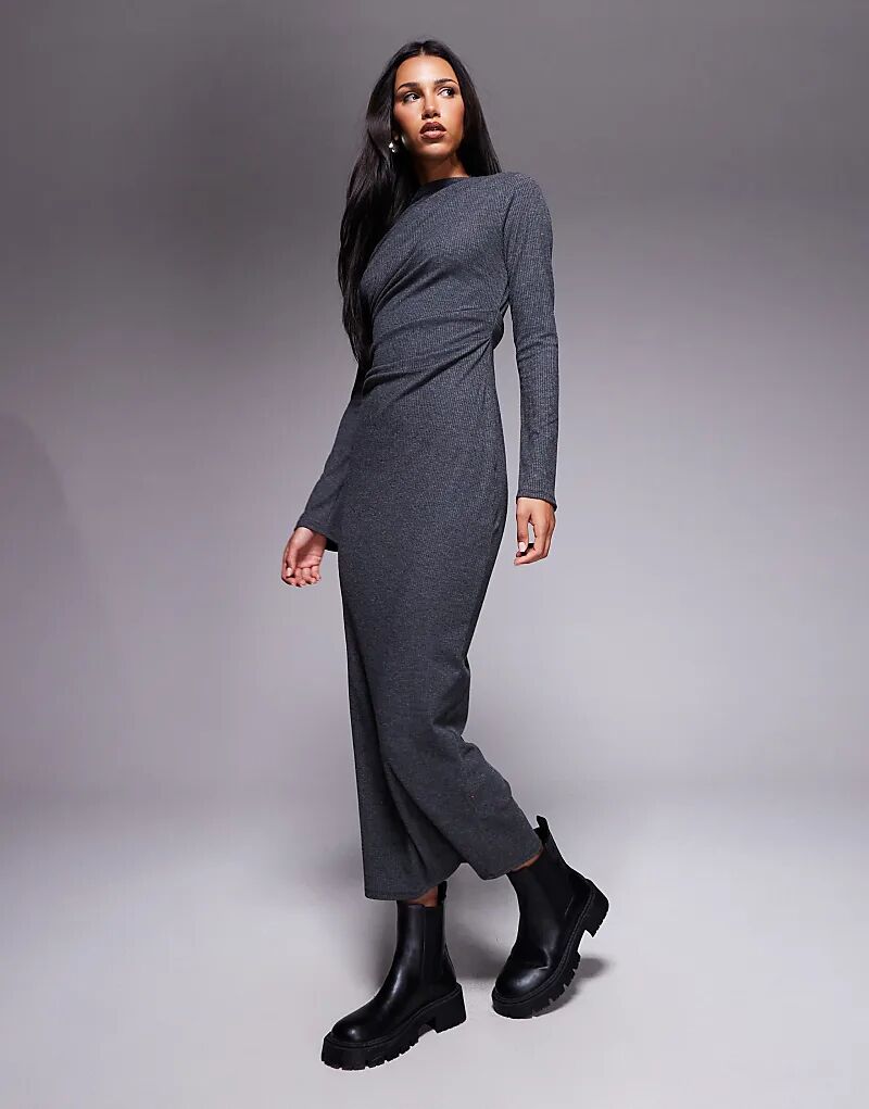 Длинное платье ASOS DESIGN с драпировкой в рубчик, антрацитового цвета
Длинное платье ASOS DESIGN с драпировкой в рубчик, антрацитового цвета