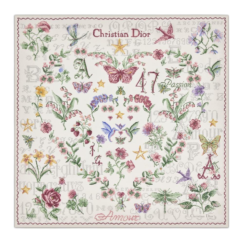 DIOR Шёлковый шарф женский белый, White 
DIOR Шёлковый шарф женский белый, White