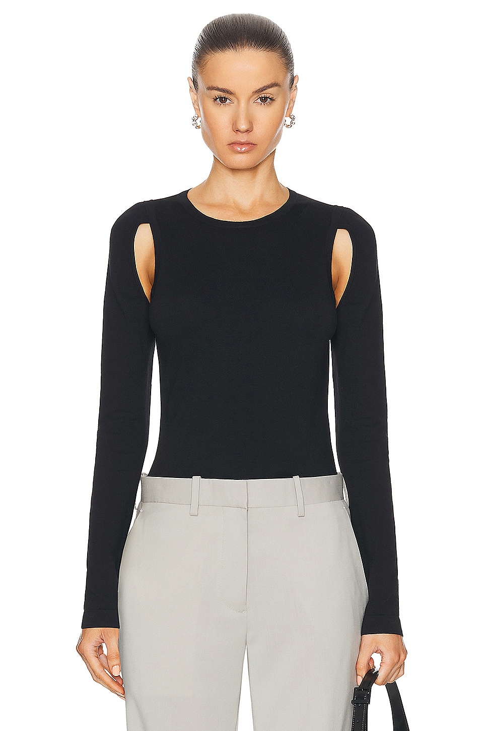 Топ с круглым вырезом и вырезом Helmut Lang, черный
Топ с круглым вырезом и вырезом Helmut Lang, черный