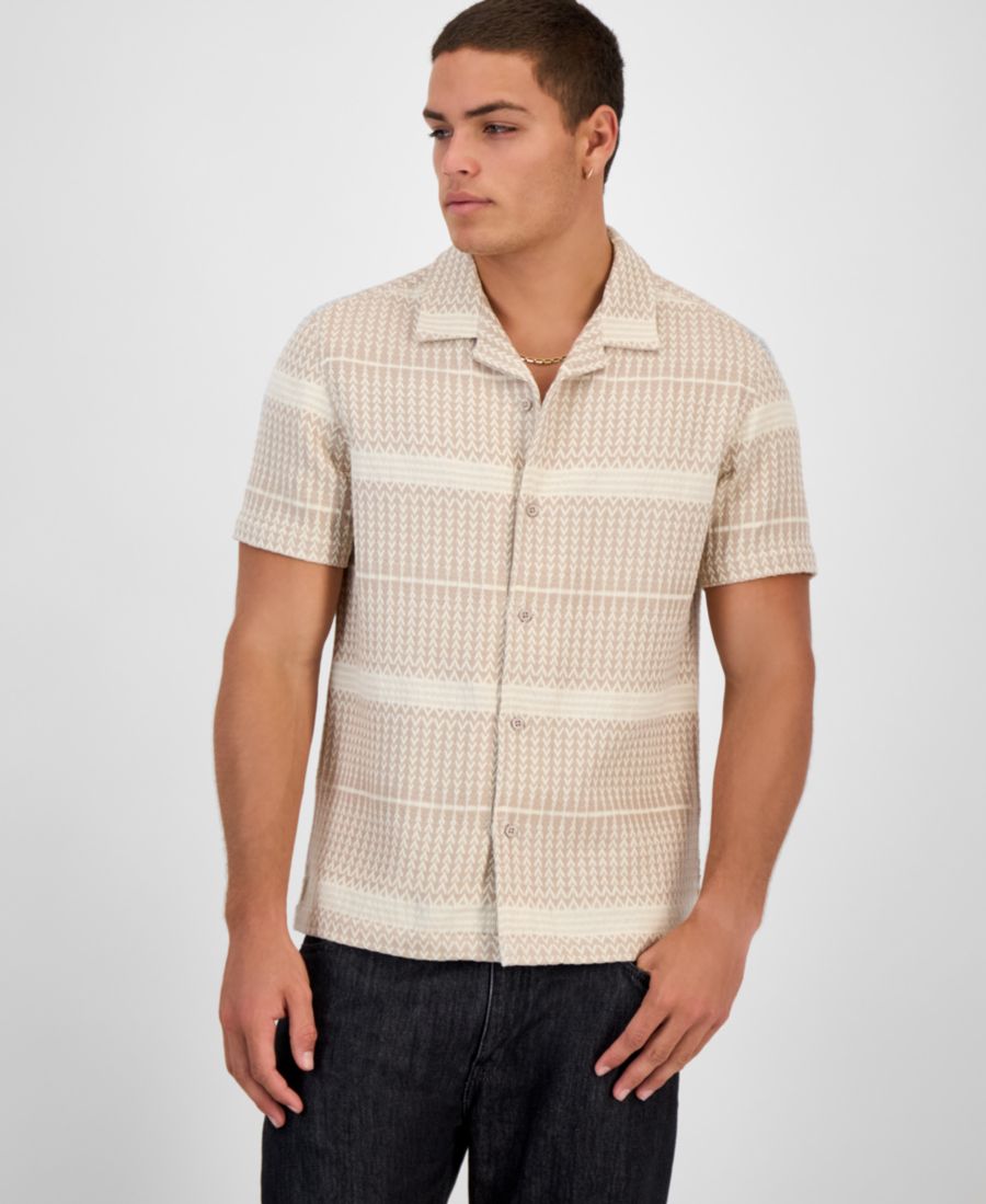 Мужская рубашка с коротким рукавом и жаккардовым узором Стрела на пуговицах GUESS, Neutral Sand Multi
Мужская рубашка с коротким рукавом и жаккардовым узором Стрела на пуговицах GUESS, Neutral Sand Multi