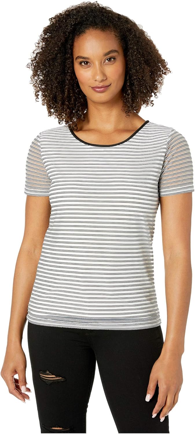 Женский прозрачный топ Calvin Klein в полоску с короткими рукавами, Black/White Stripe
Женский прозрачный топ Calvin Klein в полоску с короткими рукавами, Black/White Stripe