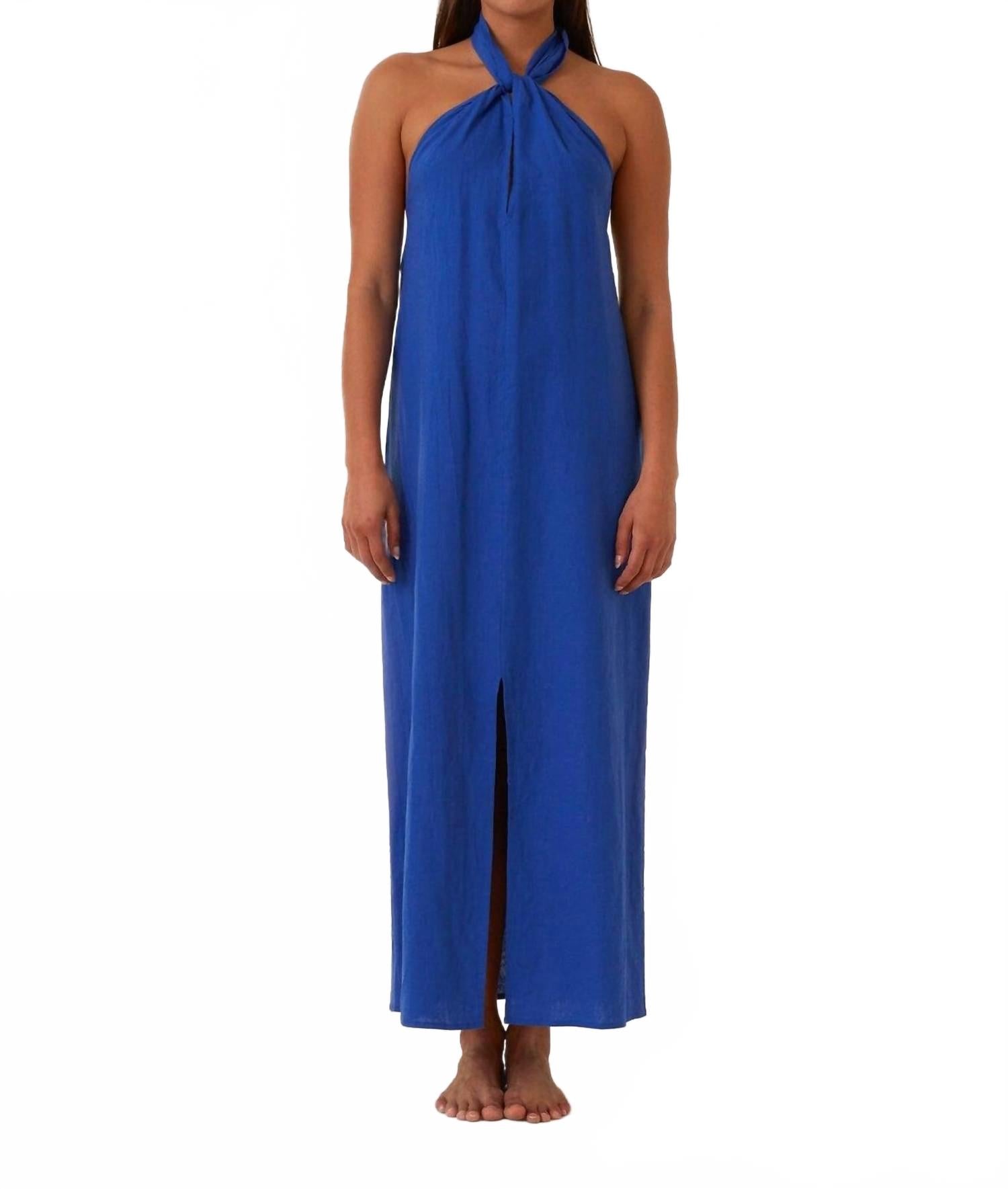 Кобальтовое платье макси с открытой спиной, запахом на шее и разрезом спереди LOVESTITCH, Cobalt
Кобальтовое платье макси с открытой спиной, запахом на шее и разрезом спереди LOVESTITCH, Cobalt