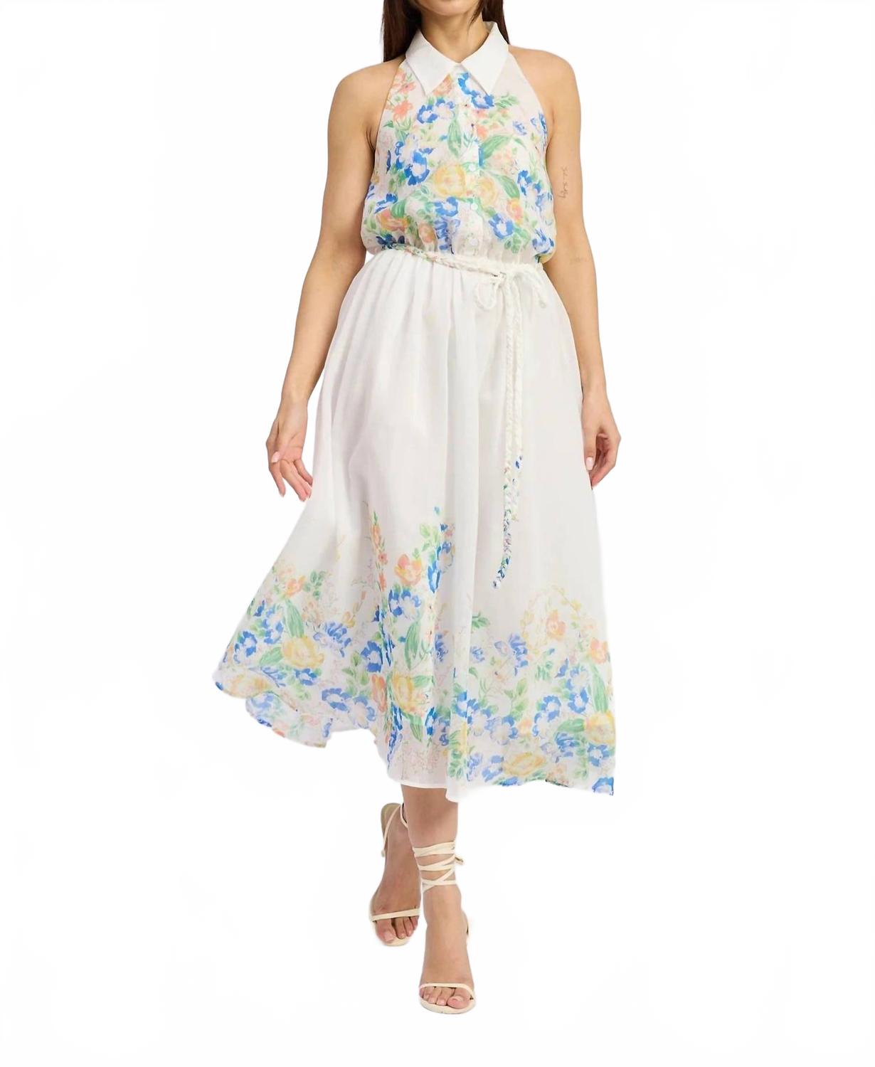 Бело-голубое платье миди с воротником и запахом En Saison
Бело-голубое платье миди с воротником и запахом En Saison