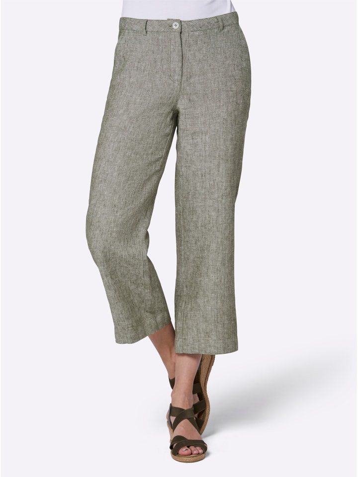 Льняные брюки цвета хаки с белым меланжем creation L
Льняные брюки цвета хаки с белым меланжем creation L