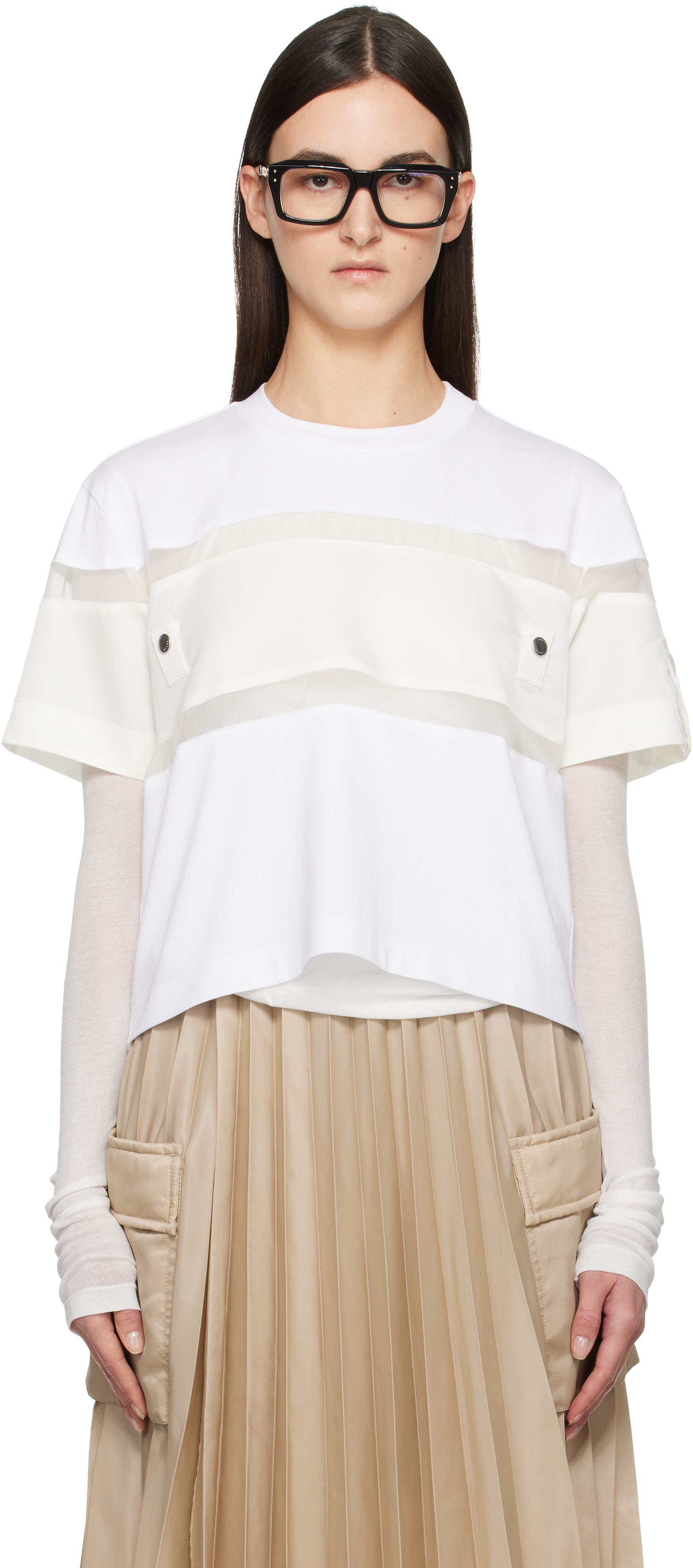 Футболка из смеси нейлона и хлопка с саржевым переплетением sacai, белый
Футболка из смеси нейлона и хлопка с саржевым переплетением sacai, белый