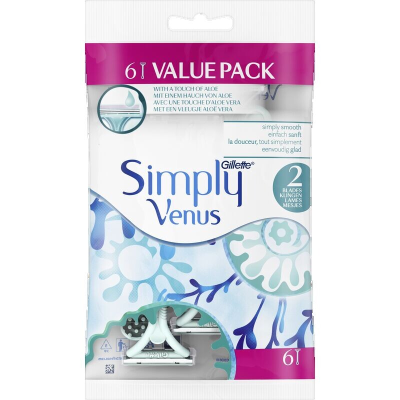 Набор одноразовых бритв Simply Venus Gillette Venus, 6 шт.
Набор одноразовых бритв Simply Venus Gillette Venus, 6 шт.
