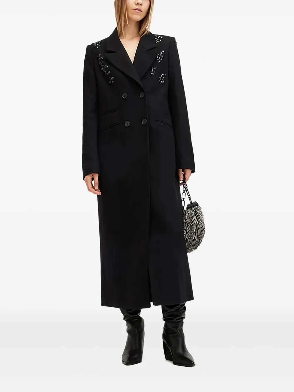 Двубортное пальто с кристаллами AllSaints, синий
Двубортное пальто с кристаллами AllSaints, синий