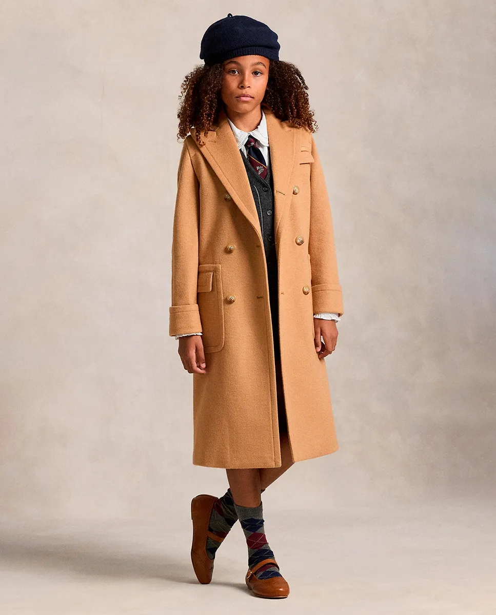 Детское пальто из ткани с двубортной застежкой Polo Ralph Lauren, песочный
Детское пальто из ткани с двубортной застежкой Polo Ralph Lauren, песочный