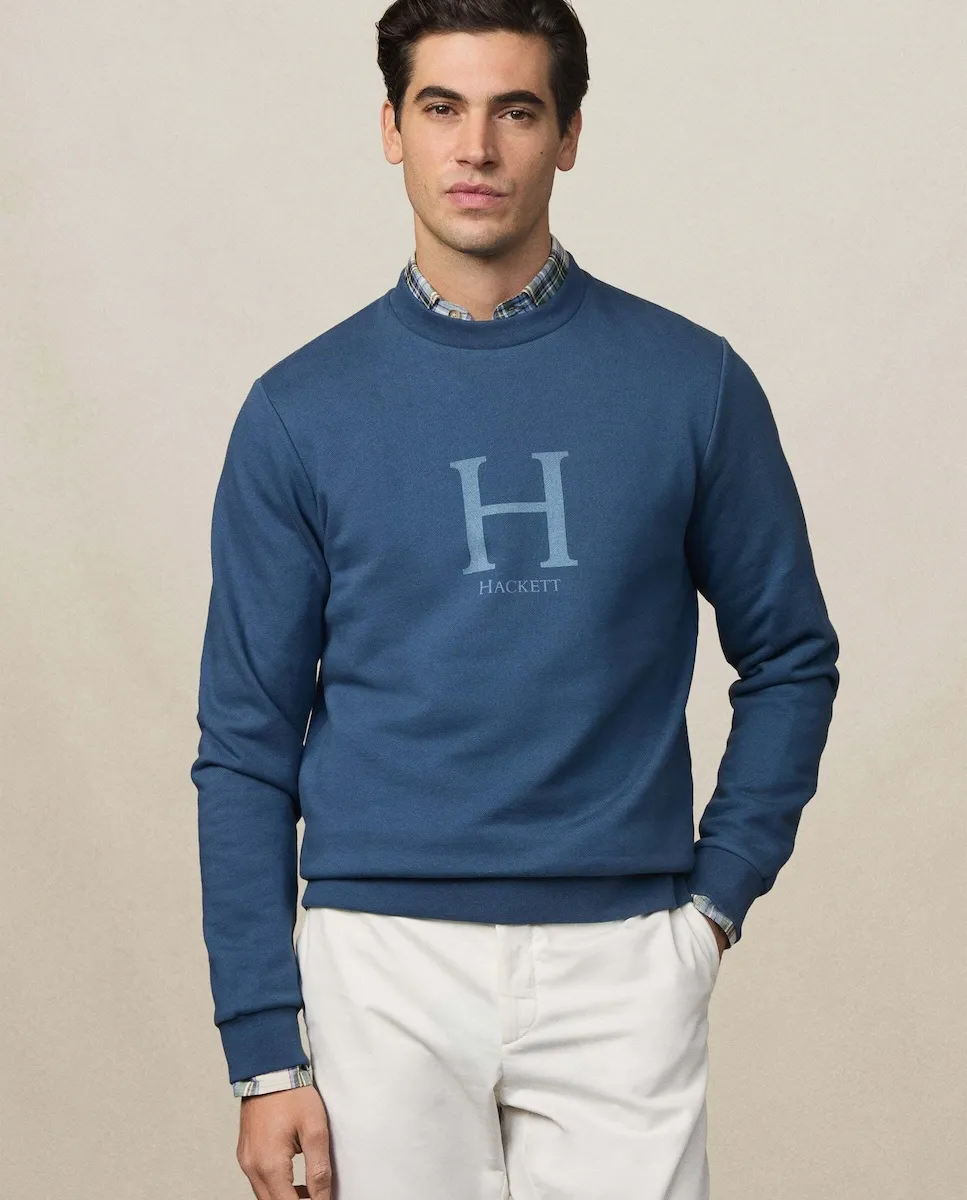 Мужская толстовка с круглым вырезом и монограммой Hackett, индиго
Мужская толстовка с круглым вырезом и монограммой Hackett, индиго